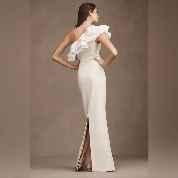 Rebecca Vallance Chloe Taffeta One Shoulder Crepe Column Gown - Picture 2 of 9